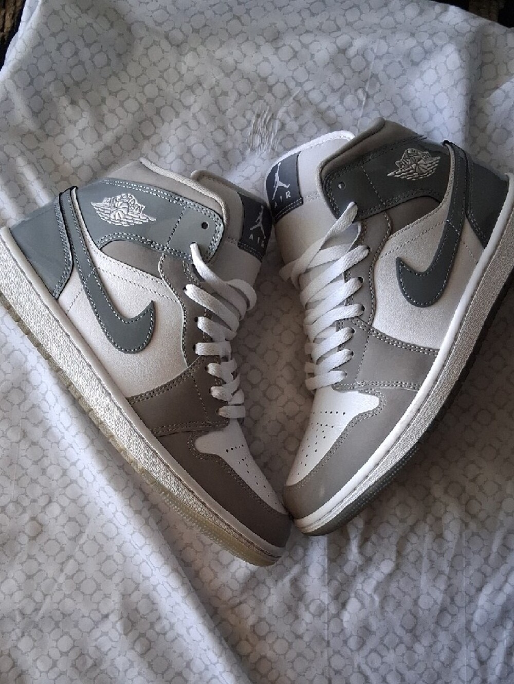 Jordan High Top Sneakers - White & Gray - Picture 3 of 9